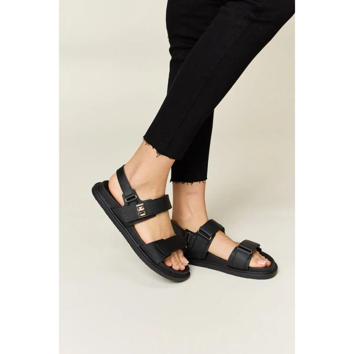 WILD DIVA Velcro Double Strap Slingback Sandals