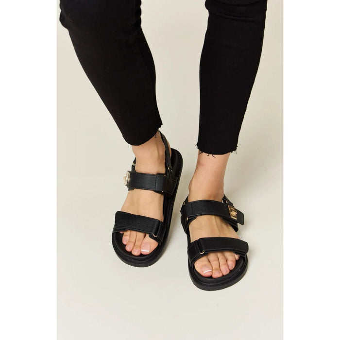 WILD DIVA Velcro Double Strap Slingback Sandals