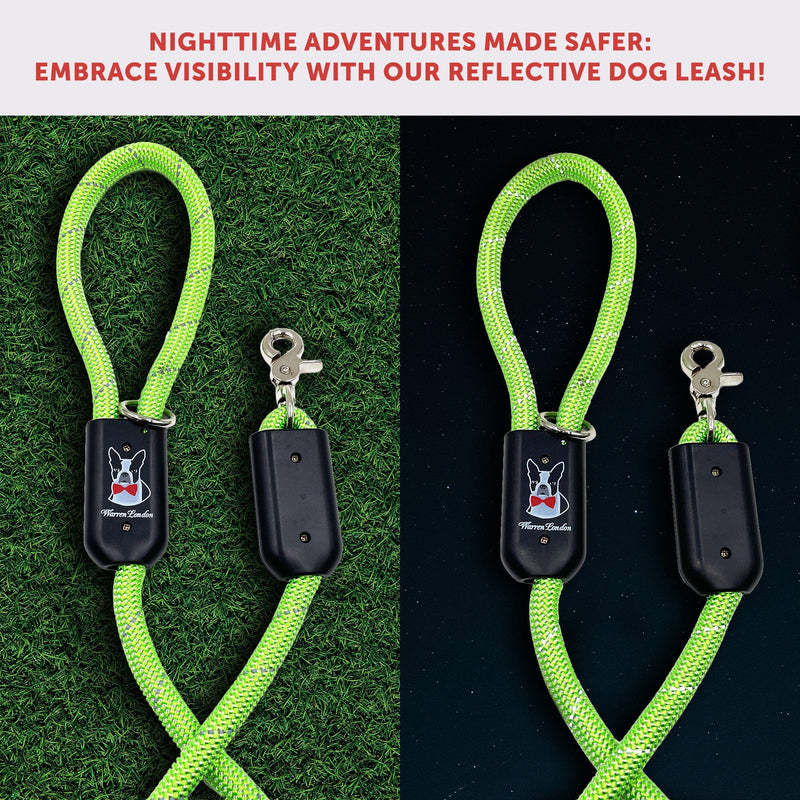 Warren London Rope Leash - Green Reflective Leashes, Collars & Accessories