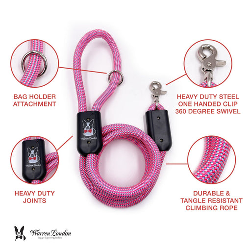 Warren London Rope Leash - Pink Leashes, Collars & Accessories