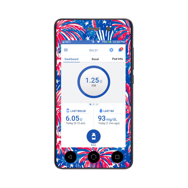 Peelz Watercolor Fireworks Sticker for Omnipod DASH® PDM – Pump Peelz Peelz/Stickers White Smoke Whole System Peelz (front + case),Front Peelz,Case Peelz