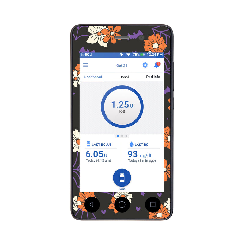 Peelz Webbed Flowers Sticker for Omnipod DASH® PDM – Pump Peelz Peelz/Stickers