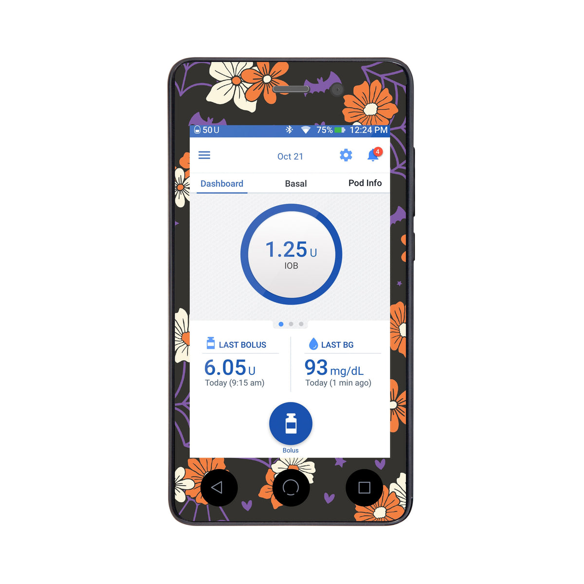 Webbed Flowers Sticker for Omnipod DASH® PDM – Pump Peelz — Pasteur ...