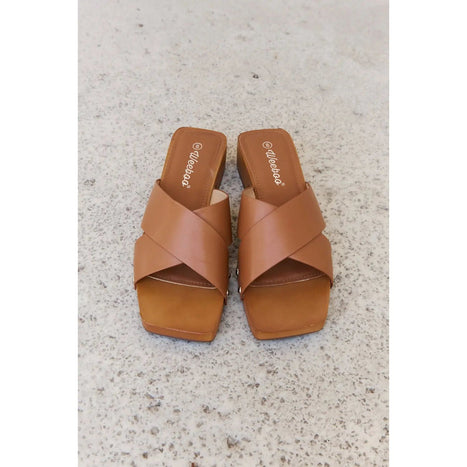 Weeboo Step Into Summer Criss Cross Wooden Clog Mule