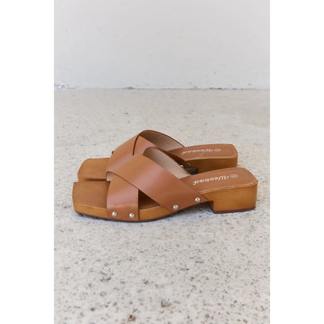 Weeboo Step Into Summer Criss Cross Wooden Clog Mule