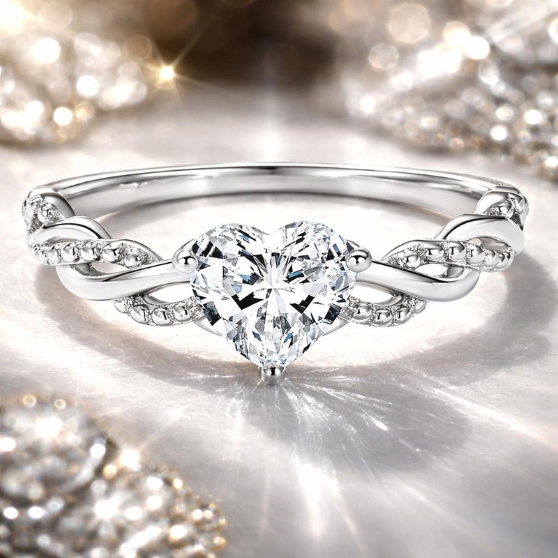 Bids.com 925 Sterling Silver Love Ring with CZ, Size 6.0 Rings