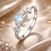Bids.com 925 Sterling Silver Opal & CZ Ring 0.2cm Size 6.0 for Women Rings