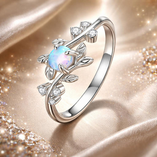 Bids.com 925 Sterling Silver Opal & CZ Ring 0.2cm Size 6.0 for Women Rings