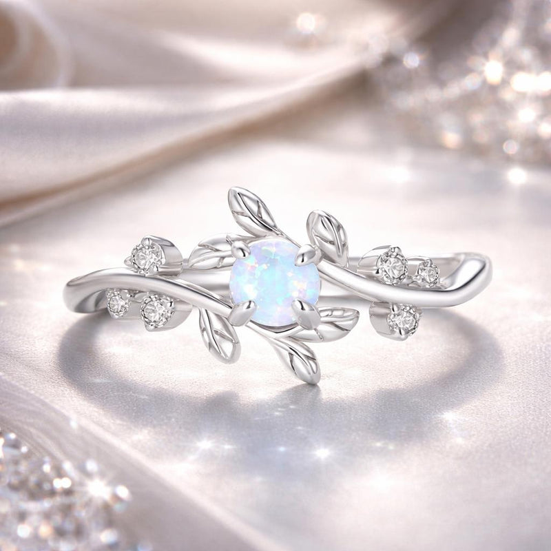 Bids.com 925 Sterling Silver Opal & CZ Ring 0.2cm Size 6.0 for Women Rings
