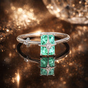 Bids.com 925 Sterling Silver 1.40mm Width CZ & Glass Ring Size 6 for Women Rings