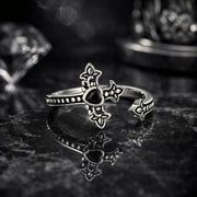 Bids.com 925 Sterling Silver Pavé Setting CZ Oxidized Silver Ring Rings