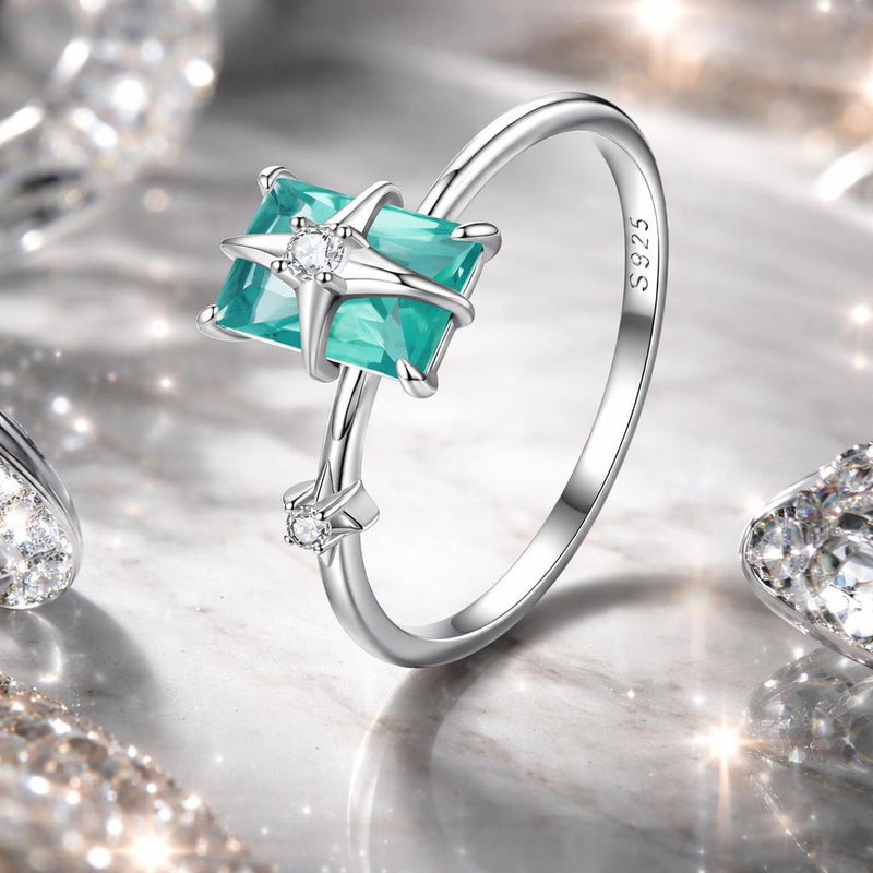 Bids.com 925 Sterling Silver 1.40mm Width CZ & Glass Ring Size 6 for Women Rings
