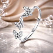 Bids.com 925 Sterling Silver Oxidized Butterfly Ring with Pavé Setting CZ for Women Rings