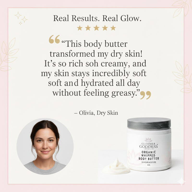 Glimmer Goddess® Organic Skin Care Organic Whipped Body Butter for Extremely Dry Skin Lotions & Creams