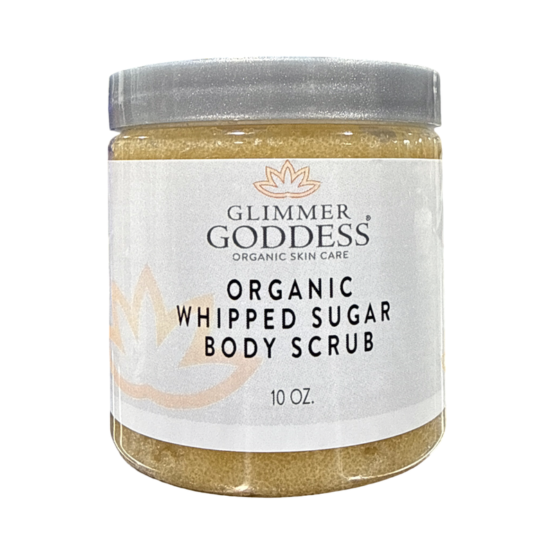Glimmer Goddess® Organic Skin Care Organic Whipped Sugar Body Scrub 10 oz – Crepey Skin Treatment & Exfoliator Cleansers & Scrubs