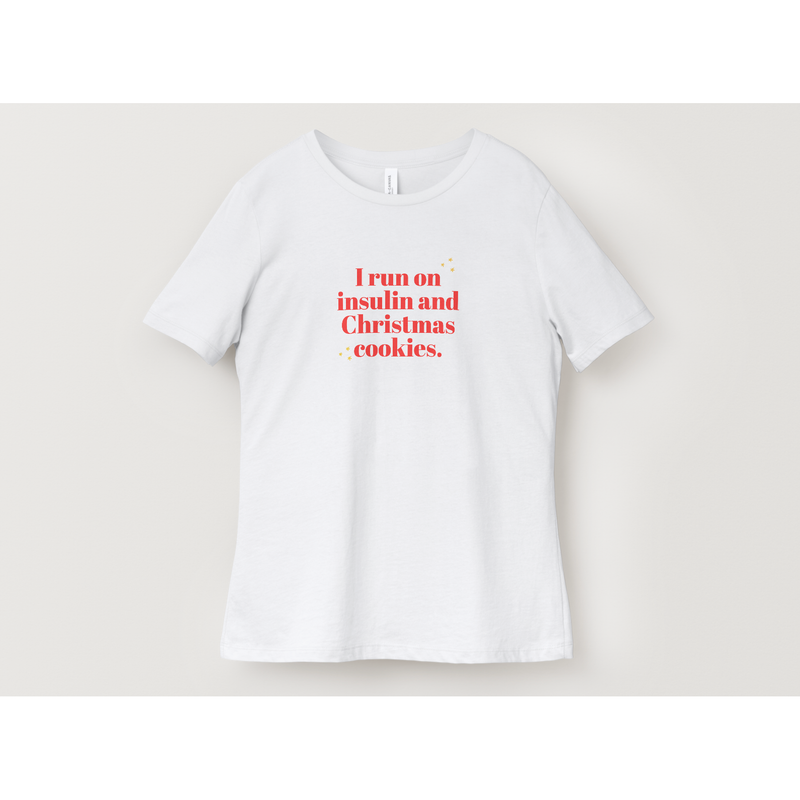 Peelz I Run on Insulin and Christmas Cookies Adult T-Shirt T-Shirt