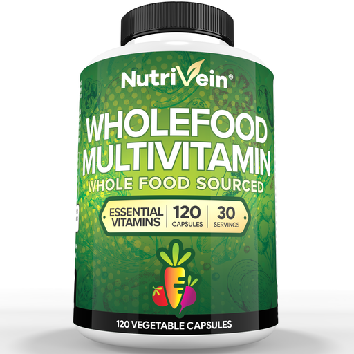 Nutrivein Nutrivein Whole Food Multivitamin for Men & Women – 120 Vegan Multivitamin Caps for Adults 30-VCX3-GNPU