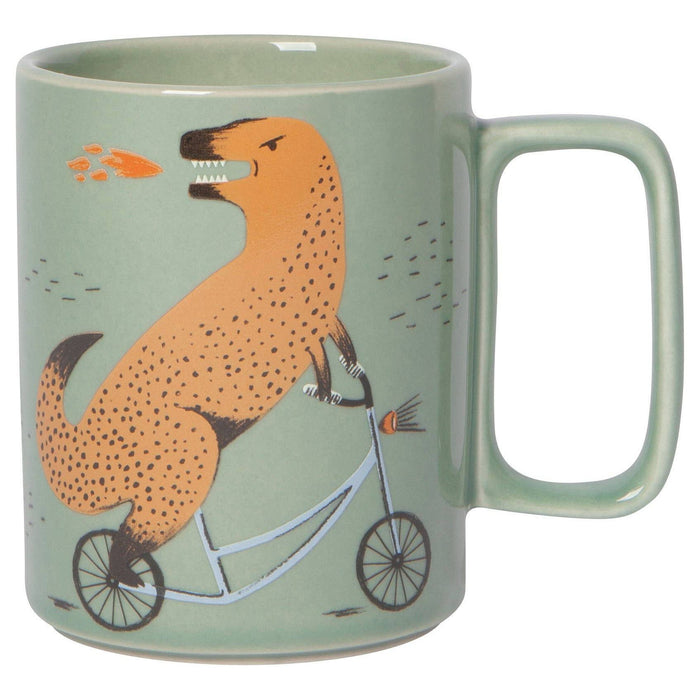 The Bullish Store Wild Riders Ceramic Studio Mug | T-Rex Dinosaur Coffee Tea Cup | 14 Oz