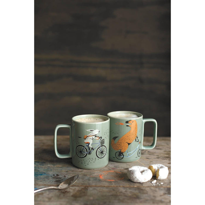 The Bullish Store Wild Riders Ceramic Studio Mug | T-Rex Dinosaur Coffee Tea Cup | 14 Oz