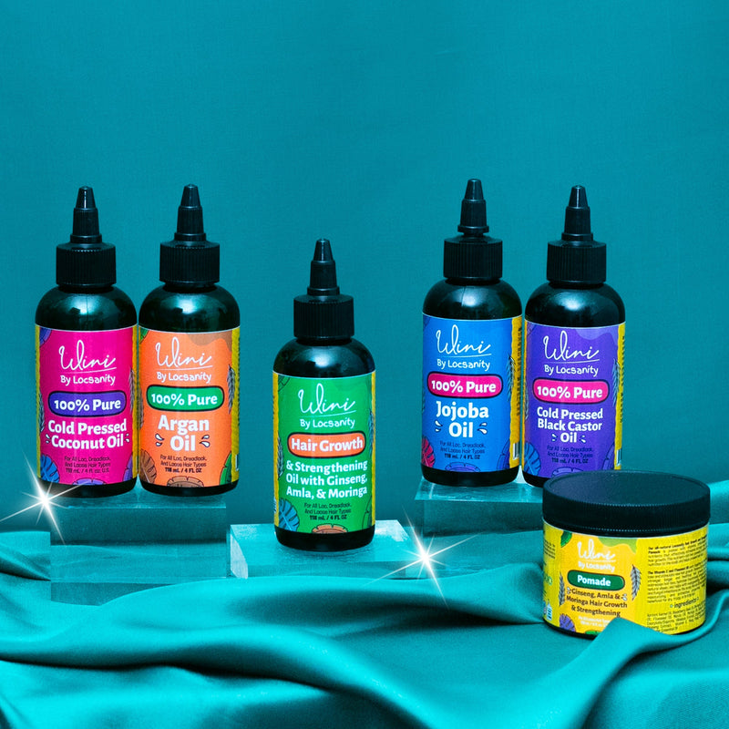 Locsanity Wini by Locsanity Loose Natural Haircare Bundle for Healthy, Moisturized Hair - Pomade, Growth Oil, Jamaican Castor oil, Coconut Oil, Jojoba Oil, Argan Oil Loose Natural