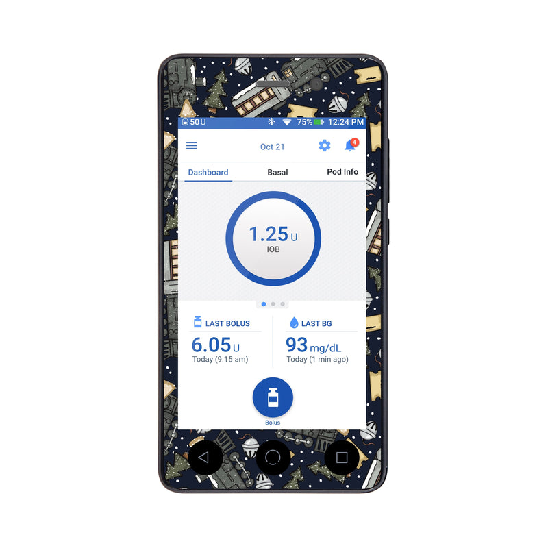 Peelz Winter Express Sticker for Omnipod DASH® PDM – Pump Peelz Peelz/Stickers