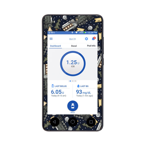 Peelz Winter Express Sticker for Omnipod DASH® PDM – Pump Peelz Peelz/Stickers
