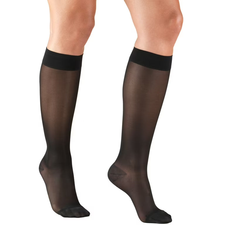 Good Neighbor Pharmacy Unisex Knee-High Compression Socks, 15-20 mmHg, Black/Grey Stripe, Large Socks