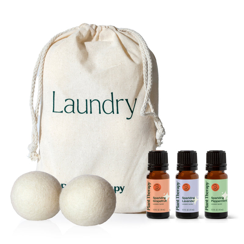 Plant Therapy Wool Dryer Balls 6 Pack and Sparkling Laundry Blend 3 Pack Household