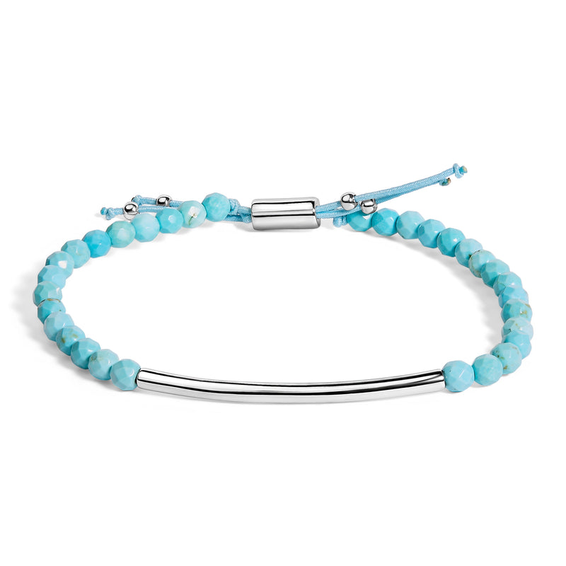 Bids.com Sterling Silver Turquoise Beads Station Bracelet with Bolo Clasp Bracelets