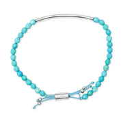 Bids.com Sterling Silver Turquoise Beads Station Bracelet with Bolo Clasp Bracelets
