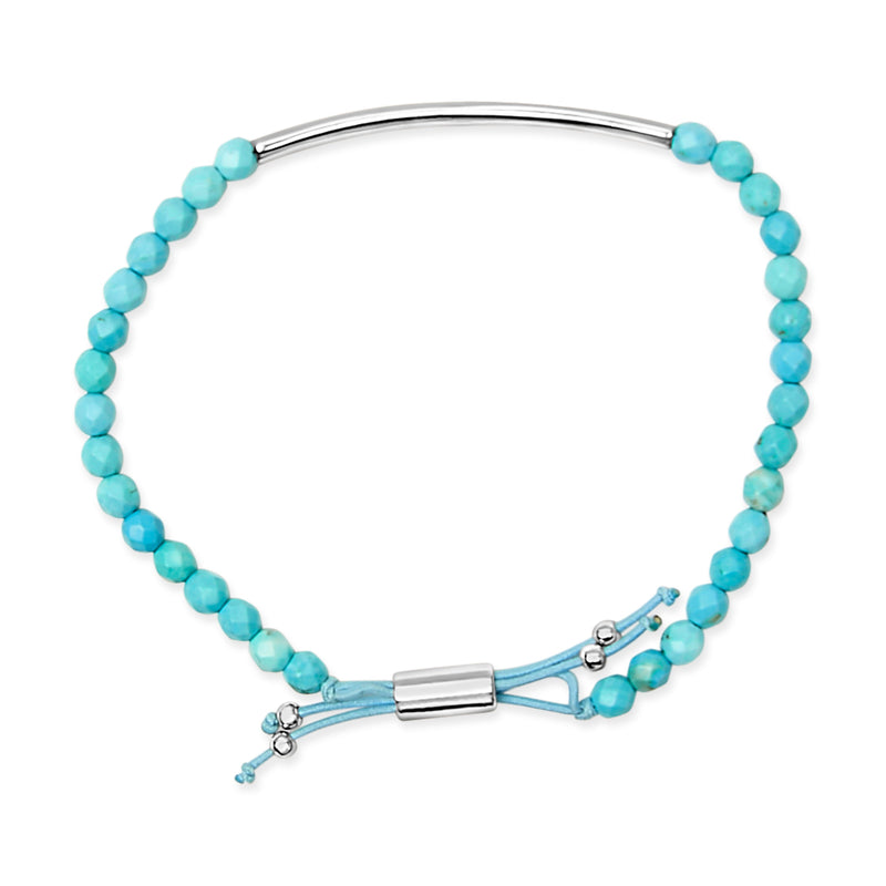 Bids.com Sterling Silver Turquoise Beads Station Bracelet with Bolo Clasp Bracelets