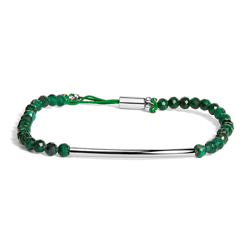 Bids.com Sterling Silver Malachite Bead Station Bracelet with Bolo Clasp Bracelets