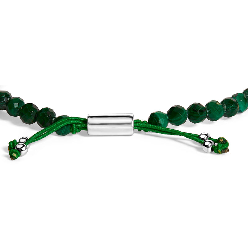 Bids.com Sterling Silver Malachite Bead Station Bracelet with Bolo Clasp Bracelets