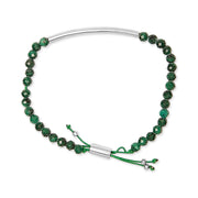 Bids.com Sterling Silver Malachite Bead Station Bracelet with Bolo Clasp Bracelets