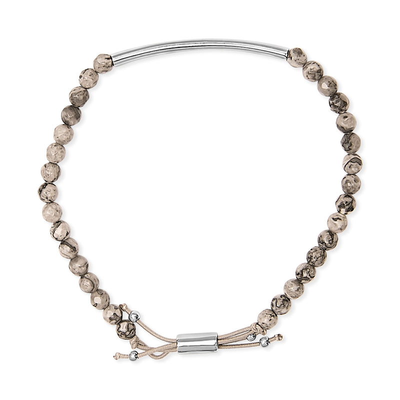 Bids.com Sterling Silver Jasper Bead Station Bracelet Bolo Clasp Bracelets