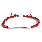 Bids.com Sterling Silver Red Jasper Bead Station Bracelet with Bolo Clasp Bracelets