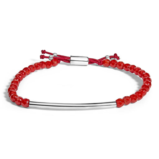 Bids.com Sterling Silver Red Jasper Bead Station Bracelet with Bolo Clasp Bracelets