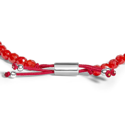 Bids.com Sterling Silver Red Jasper Bead Station Bracelet with Bolo Clasp Bracelets