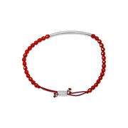 Bids.com Sterling Silver Red Jasper Bead Station Bracelet with Bolo Clasp Bracelets