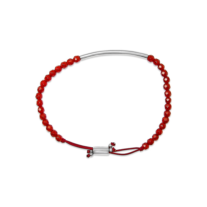 Bids.com Sterling Silver Red Jasper Bead Station Bracelet with Bolo Clasp Bracelets