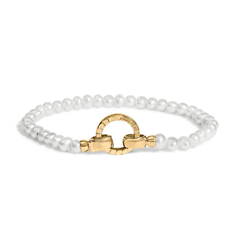 Bids.com 18K Yellow Gold Vermeil Pearl Infinity Lock Tennis Bracelet Bracelets