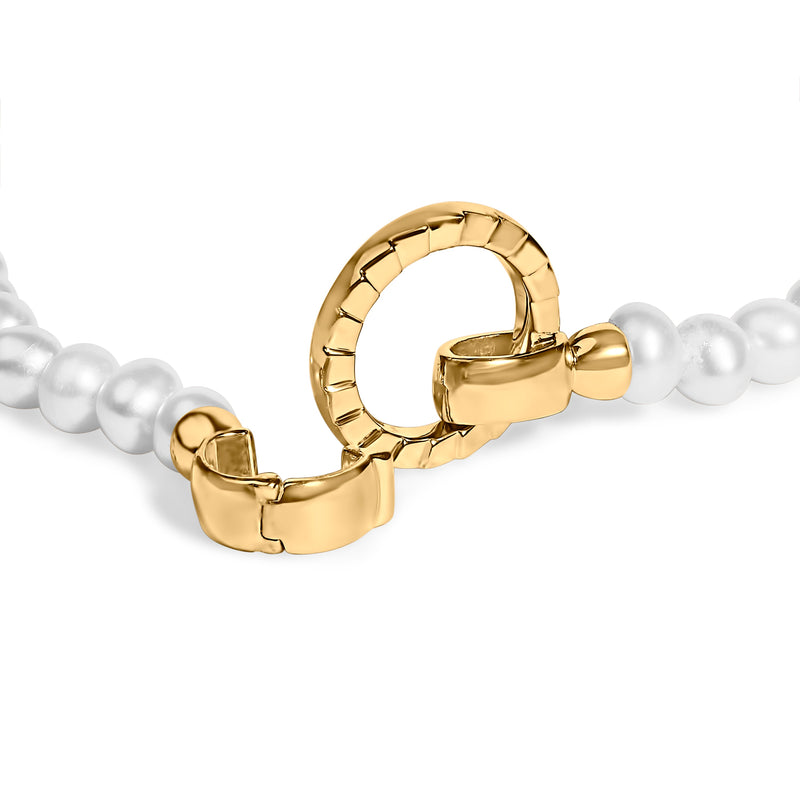 Bids.com 18K Yellow Gold Vermeil Pearl Infinity Lock Tennis Bracelet Bracelets