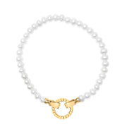 Bids.com 18K Yellow Gold Vermeil Pearl Infinity Lock Tennis Bracelet Bracelets