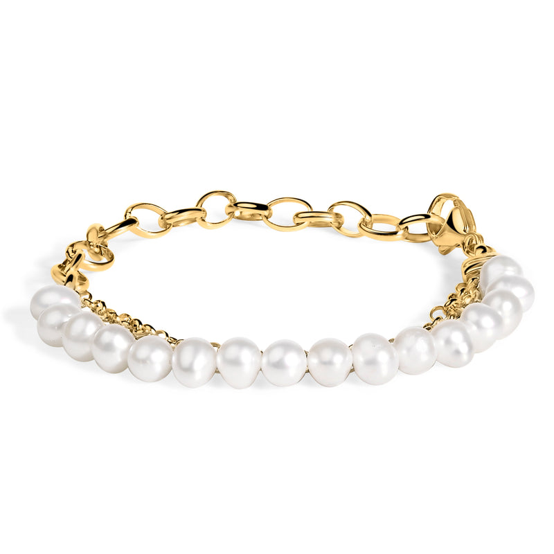 Bids.com 18K Yellow Gold Vermeil Cultured Pearl Station Link Bracelet Bracelets