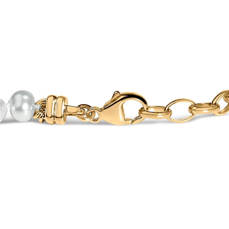 Bids.com 18K Yellow Gold Vermeil Cultured Pearl Station Link Bracelet Bracelets