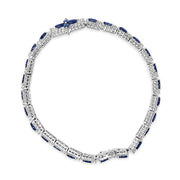 Bids.com Sterling Silver Dark Blue Sapphire and Topaz Marquise Floral Art Deco Link Bracelet Bracelets