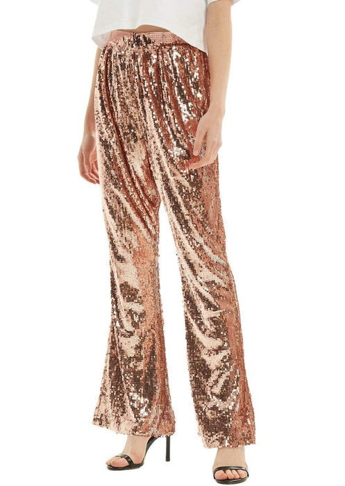 Sparkly Sequin Flare Wide Leg Pants by Anna-Kaci