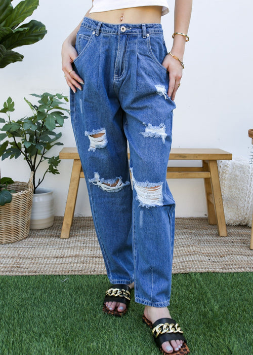 Loose High Waist Denim Trousers