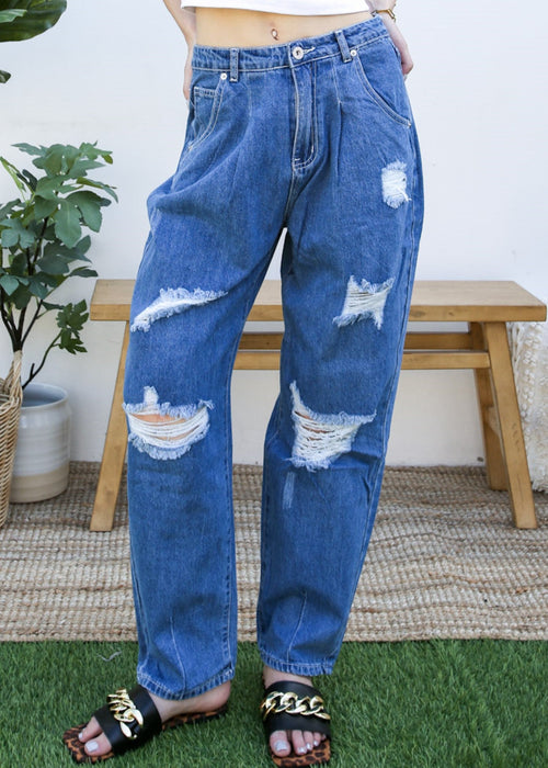 Loose High Waist Denim Trousers