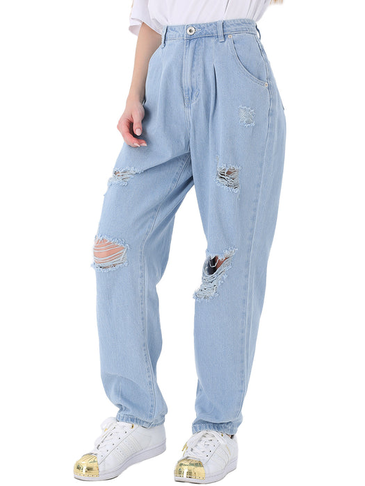 Loose High Waist Denim Trousers